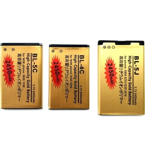 2 x BL-4C BL-5J BL-5C 2450mAh Battery For Nokia 6100 6125 6170 C2-01 N70 N72 2630 N75 5070 5140 Lumia 520 Li-ion Battery