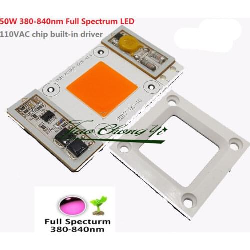 2021 Hot New 50PCS 220VAC High Power 50W led chip built-in driver 380NM-840NM Full Spectrum LED