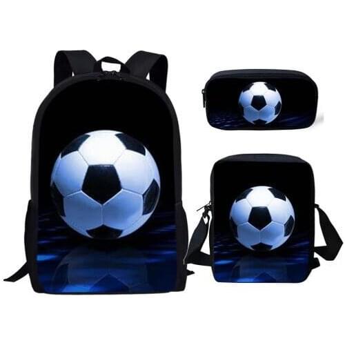 3Pcs/set Casual SchoolBags Children Soccer Football Print Kids School Backpack Book Bag for Teen Boys Girls mochila