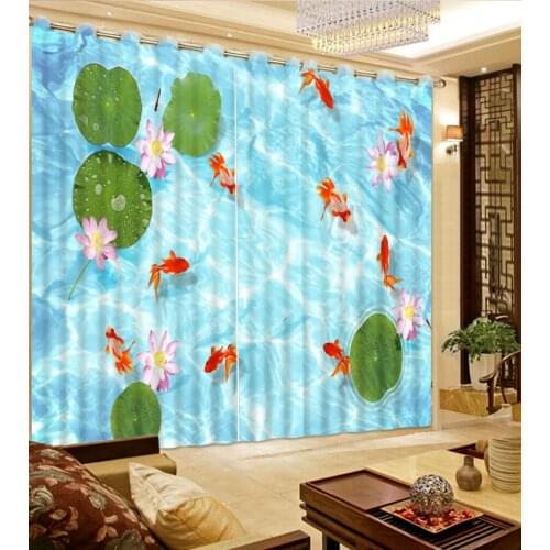 3d curtains fashion decor home decoration for bedroom Lotus pond goldfish Photo Customize size curtain decoration