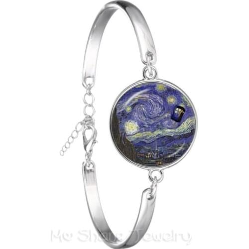 Bracelet Tardis Van Gogh Dr Who Art Bracelets Chain Clasp Jewelry Men Women Chamrs Diy Adjustable Bangle