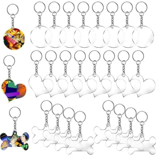 Acrylic Keychain Blanks Keychains for Vinyl Kit with Acrylic Blanks Key Chain Rings for Craft Projects DIY Supplies