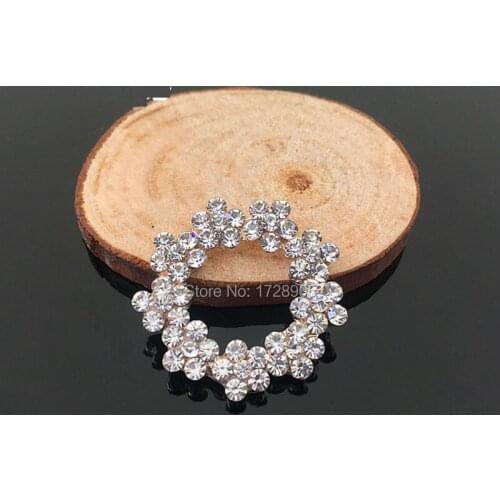 Full Rhinestone Garland Circle Button Flatback Embellishment For Hair Flower Wedding Invitation 10 Pieces 27 mm