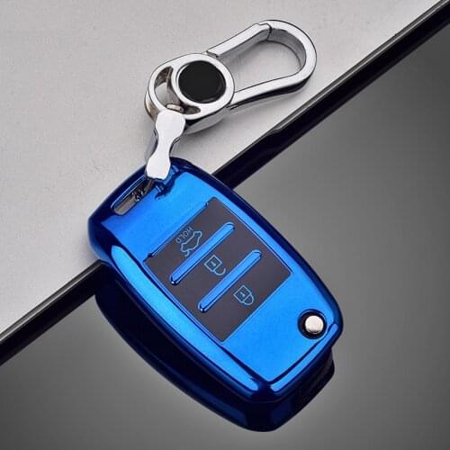 TPU Folding Car Key Cover Protection For KIA Sid Rio Soul Sportage Ceed Sorento CeratoK2 K3 K4 K5 Remote Case Protect Keychain