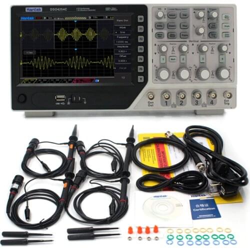 Hantek DSO4254C Digital Oscilloscope 250MHz 4 Channels LCD Display USB Oscilloscopes 7 inch Handheld Portrail Osciloscopio