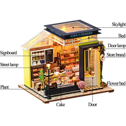 DIY cake shop theme is very beautiful doll house set DIY mini doll house set toy gift suitable for decoration or beautiful gifts