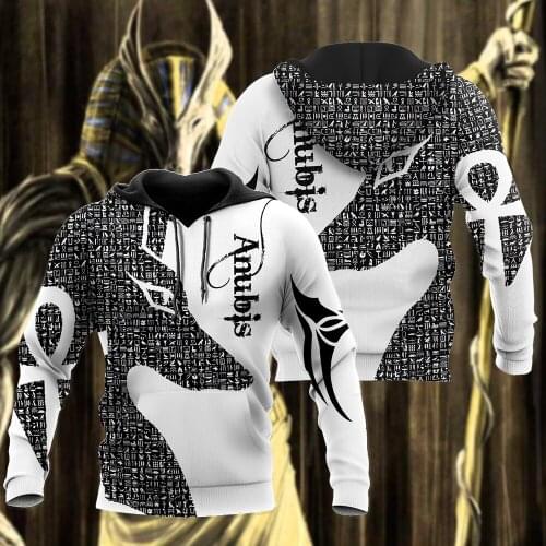 Egyptian Gods Ancient Anubis Tattoo Ankh 3D Unisex Deluxe Hoodie Men Sweatshirt Streetwear Zip Pullover Casual Jacket Tracksuit