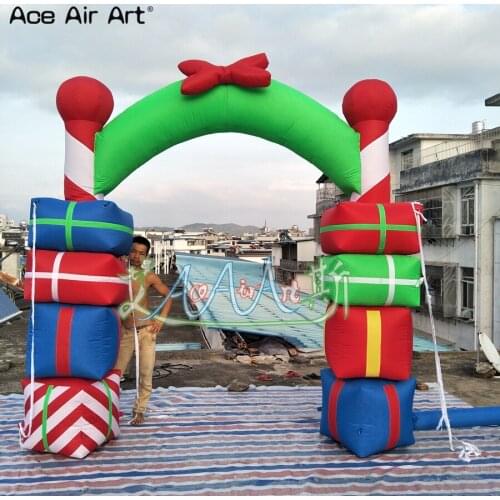 Customized 3m W colorful inflatable Christmas arch oxford material festival gift archway gantry by Ace Air Art