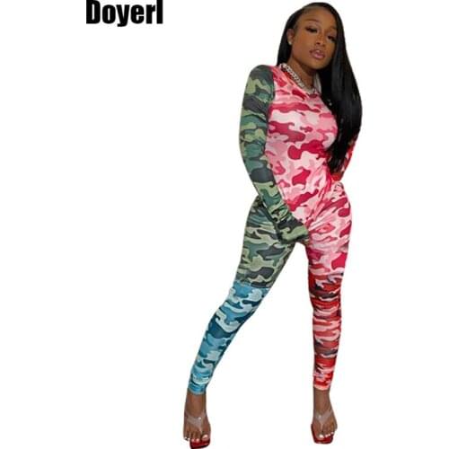 Camouflage Patchwork Tracksuit Women Spring Two Piece Set Long Sleeve Crop Top and Pants Set Casual Sweat Suits Matching Sets