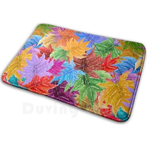 Leaf Litter Mat Rug Carpet Anti-Slip Floor Mats Bedroom Leaf Litter Sheet Leaves Autumn Colorful Colors Vegetation Pattern