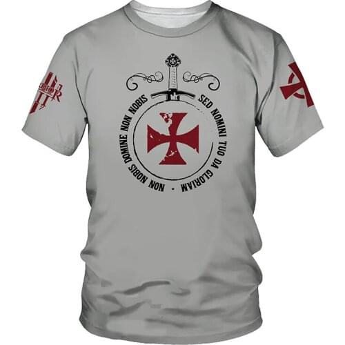 Templar Knight 3D Print Men T-shirt 2021 Summer O Neck Short Sleeve Tees Tops Hero Style Male Clothes Fashion Casual T-shirts