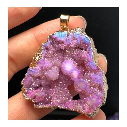 Natural rose amethyst mineral stone necklace