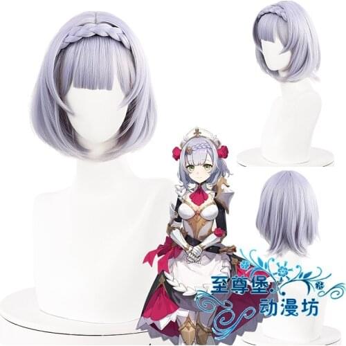 Game Genshin Impact Noelle Cosplay Wig Lavender Hair For Lolita Cosplay Party Costume Custom Made for Carnival Comic Show