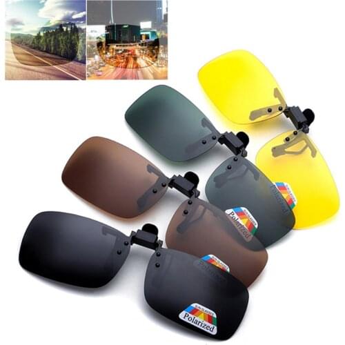 Clip-on Polarized Day Night Vision Flip-up Len Car Driver Anti UVA UVB Polarized Sunglasses Goggles Anti-Glare Glasses Clip Unis