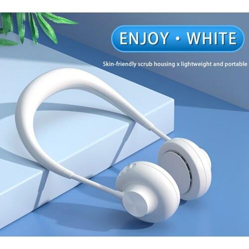 WS12 Hands-free Neckband Fan Portable Neck Hanging 2 Fans USB Rechargeable Sports Fan Cooling Electric Fan 3 Speeds Adjustable