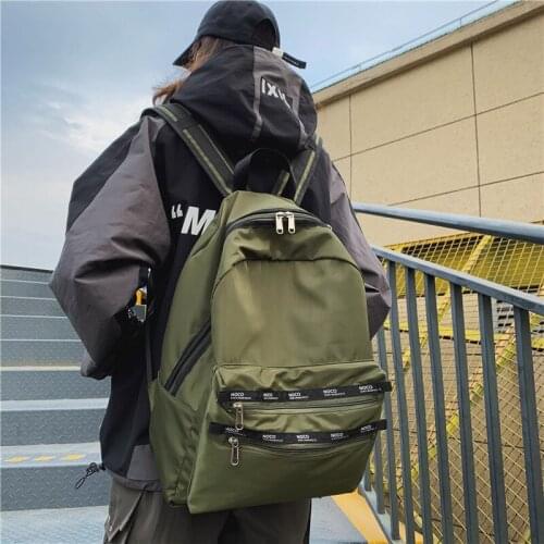 Work style nylon backpack flat sandwich bag for boys and girls with double zippers fashion lightweight backpack