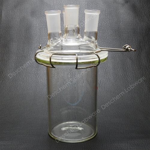 5000ml,24/40,4 Necks,Glass Cylinder Reactor,5 Littre Flat Bottom Reaction Kettle
