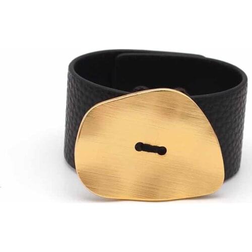 Fashion Adjustable Belt Leather Wrist Friendship Big Wide Bracelet For Woman Buckle Punk Accessories Gift Jewelry 2021 New