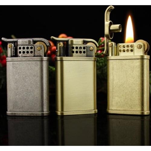 Retro Ultrathin Arm lift Kerosene gasoline petroleum oil Cigarette lighter Vintage grinding wheel Metal Knurled Smoking igniter