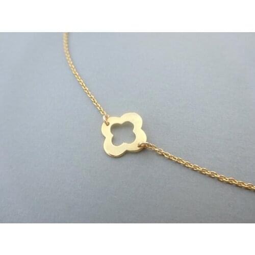 Lucky Clover Pendants Necklaces For Women Girl Cute Open Clover Necklace Lucky Gift Four Leaf Clover Grass plant charm jewelry