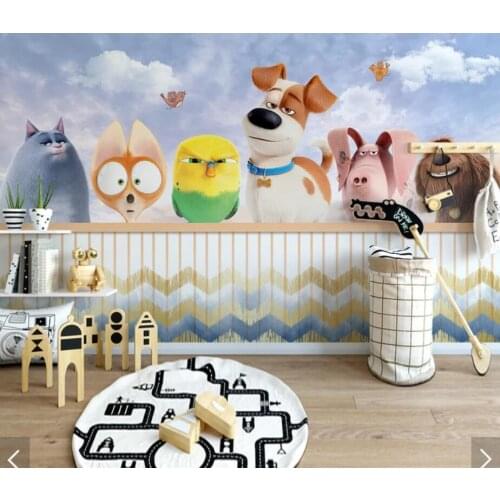 Nordic Carton Animal Kids Room Wallpaper Murals Home Wall Decor 3D Print Photo Stereo Art Wall Decals 3d Wall Mural Custom