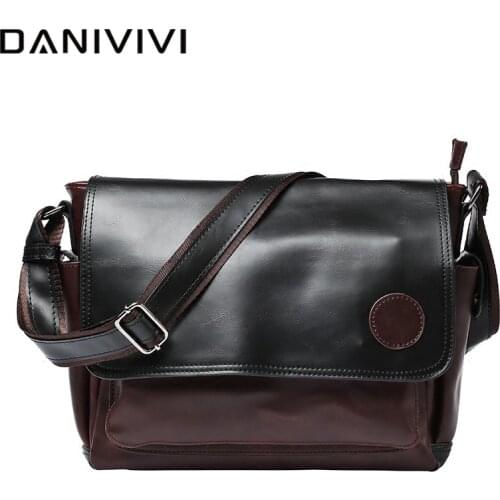 Vintage Mens Handbag Crazy Horse Leather Messenger Bag for Men High Quality Travel Shoulder Crossbody Bag Casual Handbags Bolsa