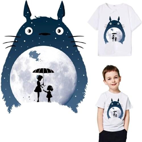 Cartoon Anime Totoro Patch Heat Iron On Transfers For Clothing Thermo Patches Stripes Stickers On Clothes T Shirt Washable DIY