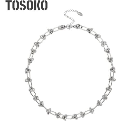 TOSOKO Stainless Steel Jewelry Tie Link Chain Bracelet Woman Hip Hop Exaggerated Chain BSE185