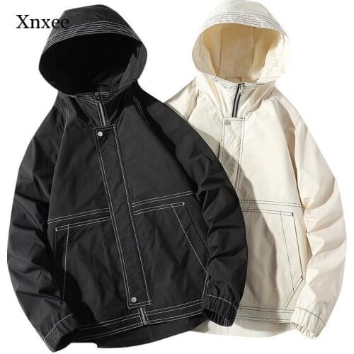 2021 Spring Zipper Hooded Solid Coats Autumn New Mens Ins High Street Trend Jacket Korean Casual Loose Tops Clothing Sweater