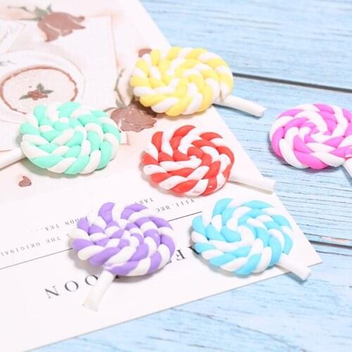 20pcs Cute Color Polymer Clay Rotating Lollipop Ornaments Materials DIY Crafts Key Chain Kids Hair Accessories Earring Ornaments