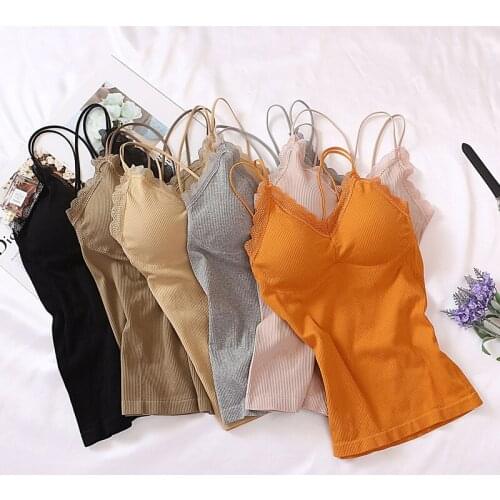 Women Cross Vests Suspender Pads Wrapped Chest Lace Crop Top Solid Color