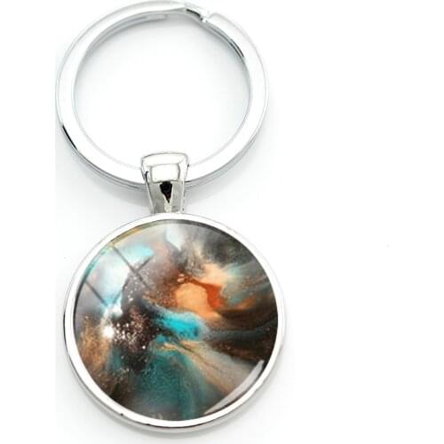 Starry Sky Universe Blend Art Photos Keyholders For Astronomer Star Surface Vein Round Glass Cabochon Key Ring