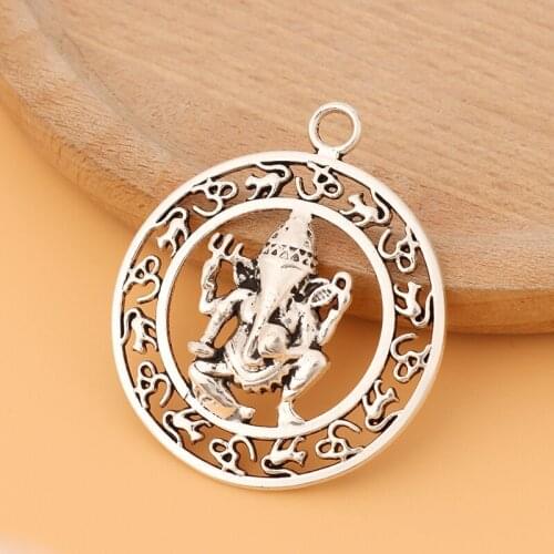 20pcs/Lot Large Ganesha Elephant God of Beginnings Tibetan Silver Charms Pendants for Necklace Jewelry Making Accessories