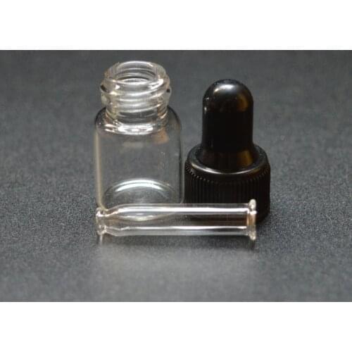 20pcs 1ml Small Clear Perfume Sample Vial For Essential Oil Glass Dropper Bottle