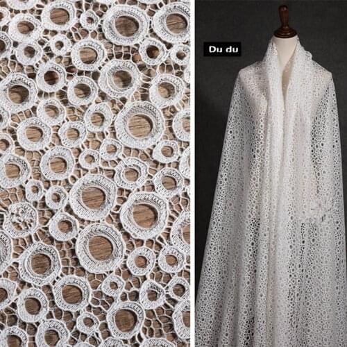 50*150cm Bud silk Texture Clothing Fabric Net yarn Irregular Circle Hollow out Net yarn Fabric Dress Coat Design Fabric DIY