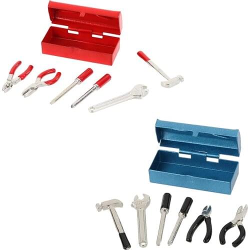 6Pcs Metal Mini Hammer Wrench Pliers Screwdriver Tool Box for RC Car Crawler