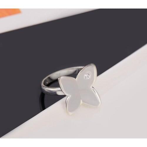 925 Sterling Silver Rings For Women wedding crystal butterfly Fashion Party Gifts Girl student Charm wedding Jewelry