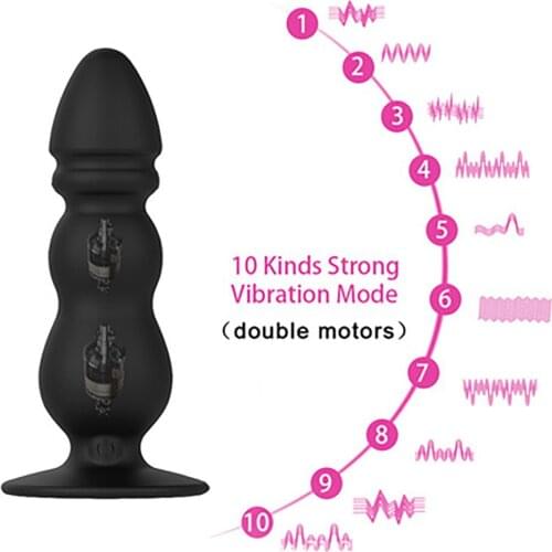 Anal Plug 10 Frequency Vibration USB Charging Prostate Massager Wireless Stripe Remote Control Silicone Anal Vibrator Sex Toys