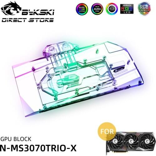 Bykski ARGB GPU Block Water Block MSI RTX3070 GAMING X TRIO Video Cards Block Cooler PC Watercooling VGA block N-MS3070TRIO-X