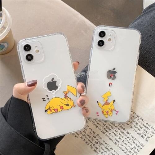 Pokemon Moblie Phone Case Anime Figurine for IPhone12ProMax Apple 11 Air Pressure TPU Transparent Shell Protective Cover Gift
