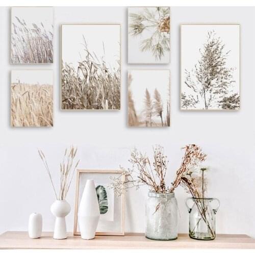 Rustic Reed Photography Canvas Painting Wall Pictures Modern Minimalist Reed Plant Art Prints Living Room Farmhouse Decor