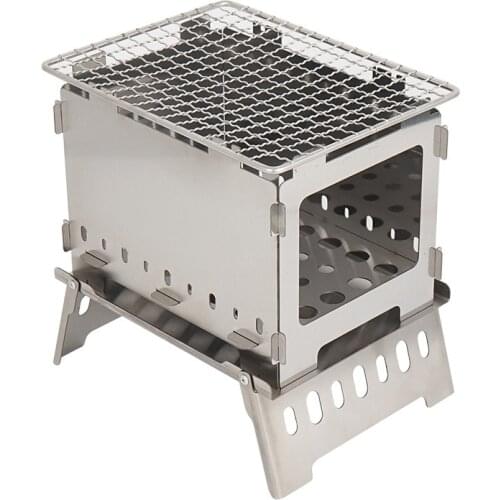 Camping Wood Stove Adjustable Folding Wood Stove Burning BBQ Grill for Backpacking Survival Outdoor Cooking Picnic