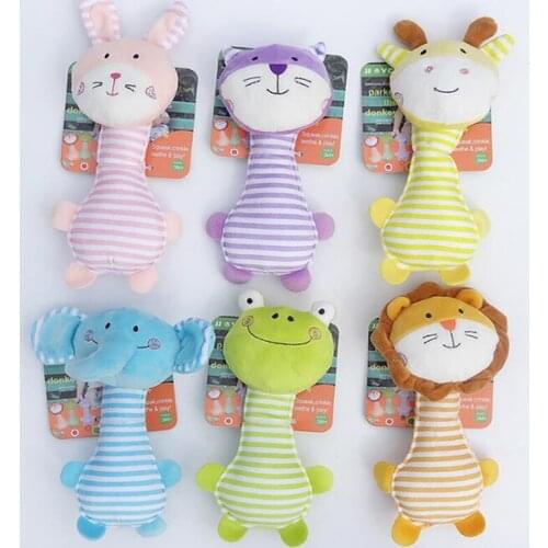 Baby Hand Grasp Plush Rattle Toy Cartoon Baby Stick Pinch Education Toys Soft Birthday Christmas Gifts