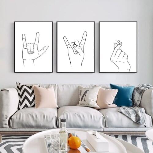 Holding Hands Art Line Drawing Print Couple Abstract Illustration Minimalist Wall Art Canvas Painting Love Poster Bedroom Decor
