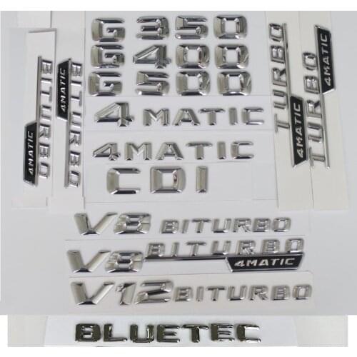 Chrome Trunk Rear Letters Badge Emblem Decal Sticker for Mercedes Benz G350 G400 G450 G500 G550 V8 BITURBO AMG 4MATIC