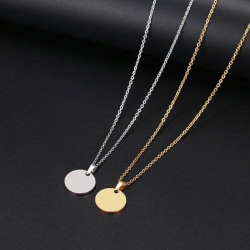 Classic Stainless Steel Necklace Round Circle Pendant For Women Elegant unique Clavicle Necklace Wedding gift Jewelry Wholesale