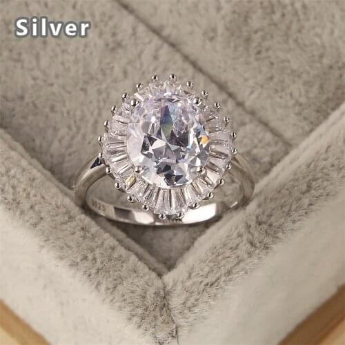 Hot selling in Europe and the fashion 925 sterling silver ring luxury platinum zircon ms crystal jewelry gift umbrella cap