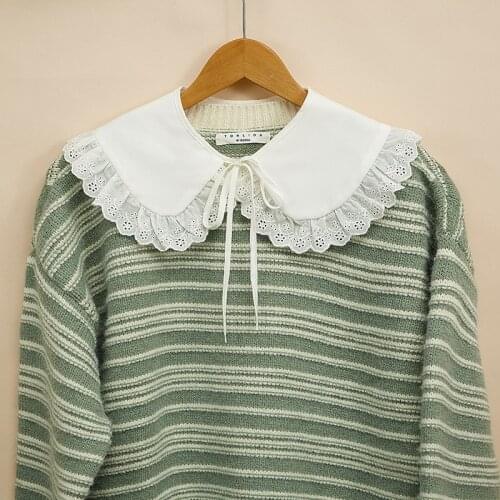 Linbaiway Women Doll Fake Collar Shawl Ruffles Half Shirt Shawl Wrap Lapel Detachable Collars False Collar Clothes Accessories