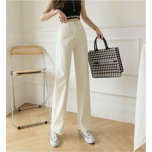 High Waist Baggy Versatile Straight Denim Trouser Vintage Apricot Mom Denim Pants Womens Jeans 2021 Summer Casual Streetwear