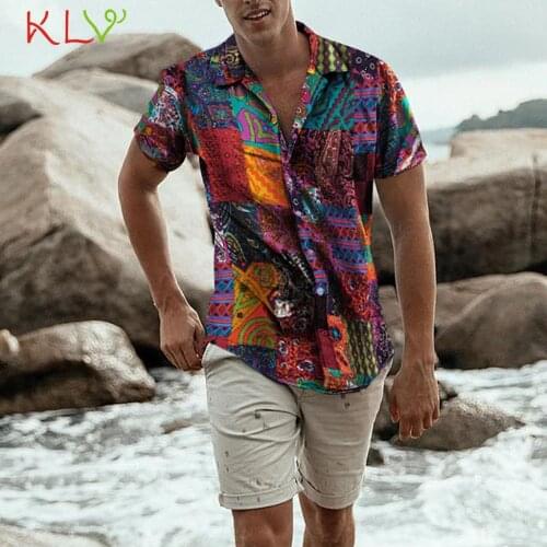 Blouse Shirt Men Cotton Linen Summer Hawaiian Holiday Print Kimono 2019 Casual Harajuku Top Camisa Hombre Jogging Clothes 19Je13